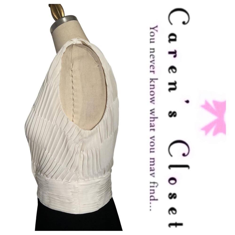 DKNY Black & White Chiffon Stretch Knit Cocktail Skater Fit & Flare Dress - Picture 16 of 16